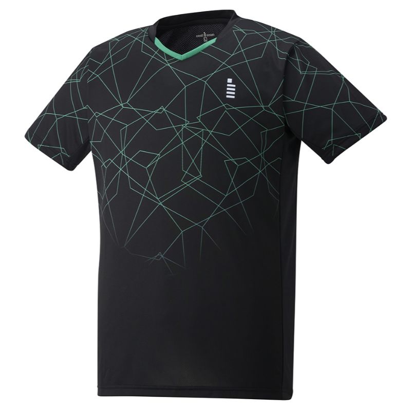 【GOSEN/ゴーセン】 Sサイズ ゲームシャツ テニス バドミントン ウェア ユニセックス ブラック T2412 [▲][ZX]