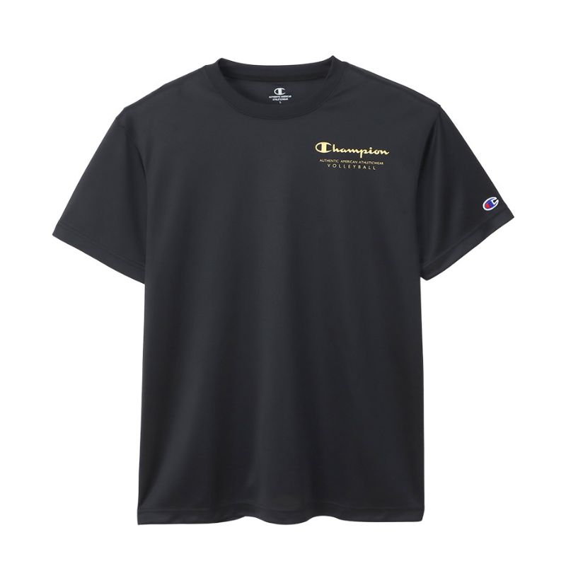 【CHAMPION/チャンピオン】 Mサイズ Tシャツ 半袖 バレーボール ウェア (ユニ) 981/ブラックXゴールド ..