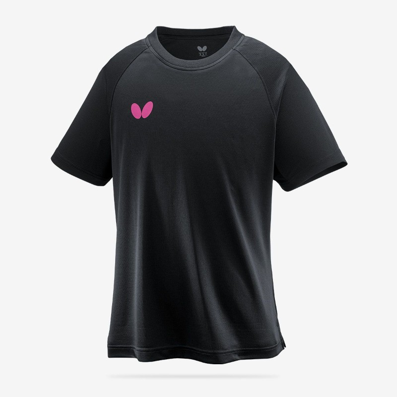 【BUTTERFLY/バタフライ】 Sサイズ ウィンロゴ・Tシャツ 2 ブラック×ロゼ(912) 卓球 ウェア ユニセックス 46420 [▲][ZX]