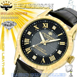 J.HARRISON 4石天然ダイヤモンド付・ソーラー電波時計 JH-085MGB ハリソン 雑貨 腕時計[▲][AS]