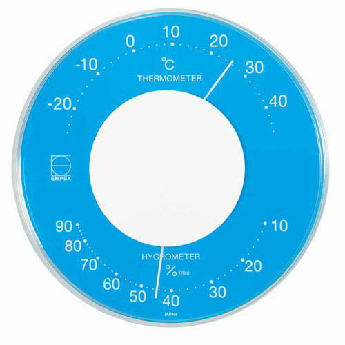 EMPEX 温度・湿度計 セレナカラー 丸型 置き掛け兼用 LV-4356 ブルー 家電 生活家電[▲][AS]