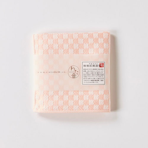 楠橋紋織 くすばしタオル わた音 しゅす織り ハンカチタオル 25cm×25cm ピンク 1-61157-86-P [▲][AS]