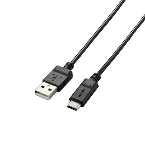 【5個セット】エレコム Type-C/USB-Cケーブル/スマホ用/USB(A-C)/認証品/まとまるケーブル/形状記憶/抗菌/1.0m/ブラック MPA-MAC10NBKX5 [▲][AS]