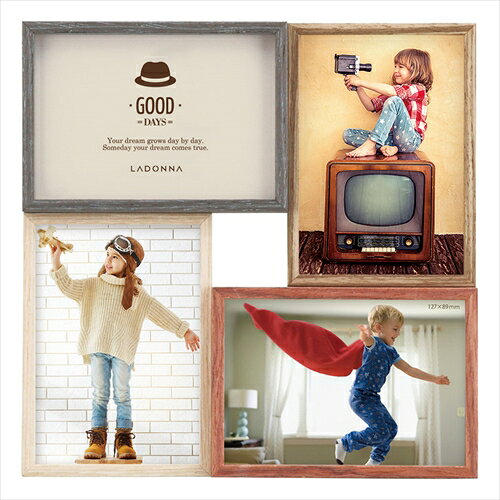 【商品説明】レトロっぽさが可愛い、本物の木材を貼ったインテリアに合う多窓のフォトフレームです。 置掛兼用。 L判4枚収納。【仕様】サイズ:3×23.1×23.1cm 重量:約360g 材質:ベニヤ、MDF 生産国:中国備考※メーカー取り寄せ商品となりますので、ご注文後の注文キャンセルはお承りできません。※メーカー取り寄せ商品となりますので、返品交換は一切お受けいたしかねます。ただし初期不良の場合でメーカーに在庫が確認できる場合は交換にて対応致します。※商品開梱後は組み立てやご使用の前に、コンディション・付属品類が揃っていることをご確認ください。 お客様の都合による返品・交換はお受けできませんので、ご注意ください。※メーカー取り寄せ商品となりますので、メーカー欠品の場合はご注文をキャンセルさせていただきます。あらかじめご了承ください。