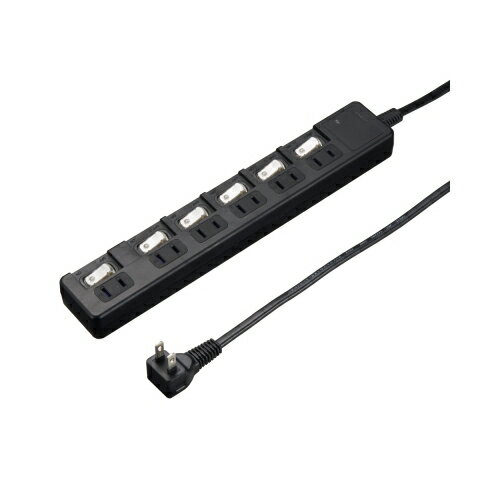 【5個セット】 YAZAWA 雷ガード付6個口節電タップ2mブラックH8KS662BKX5[▲][AS]