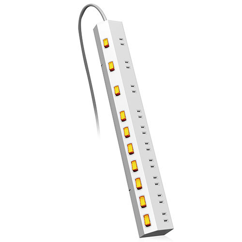 【エレコム】【5個セット】延長コード 電源タップ 2P 10個口 回転 個別スイッチ 2.5m 雷サージ ほこりシャッター付 ホワイト T-K7A-21025WHX5 [▲][AS]