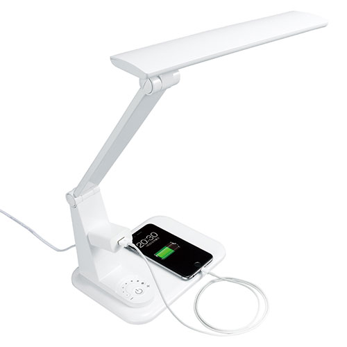 Orchid Lamps - YAZAWA LED学習スタンドライト コンセント付き 10W ホワイト GSLA10D01WH [▲][AS]