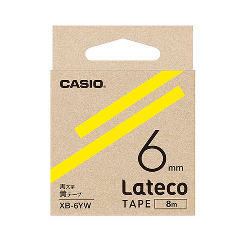 カシオ計算機 Lateco 詰め替え用テープ 6mm 黄テープ 黒文字 XB-6YW [▲][AS](2)
