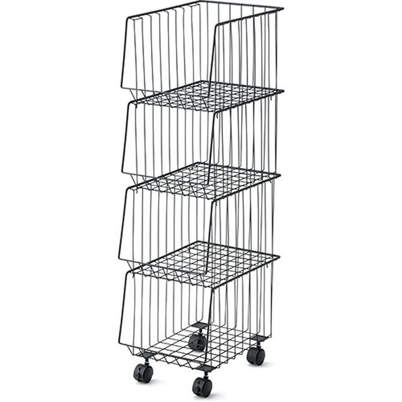 東谷 スタッキングワゴン4D ブラック AKB-439BK インテリア [▲][AS]