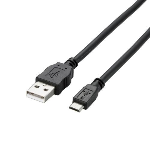 【ELECOM(エレコム)】タブレット用USB2.0ケーブル A-microB 2A出力 0.8m ブラック[▲][EL]