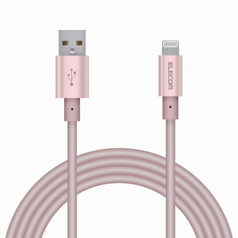 【ELECOM(エレコム)】ライトニングケーブル 2m 準高耐久 Lightning(オス) USB-A(オス) RoHS指令準拠 ピンク[▲][EL]