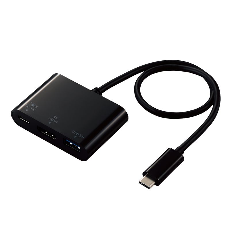 yELECOM(GR)zhbLOXe[V ^CvC ( Type-C USB3.0 HDMI ~e1|[g ) fBXvC ڑ [d f[^] 30cm ubN[][EL]