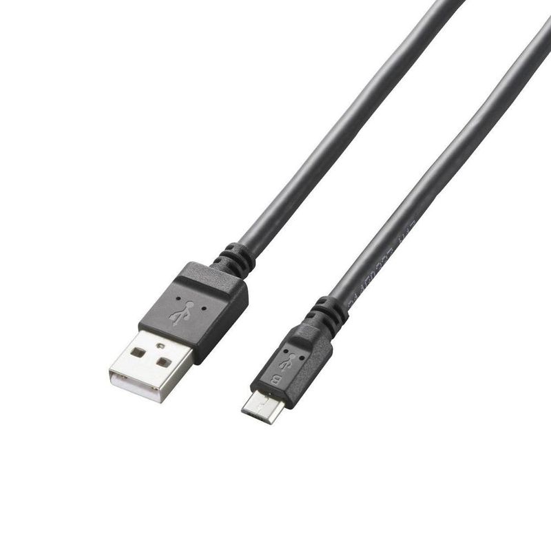 【ELECOM(エレコム)】microUSBケーブル 2A出力 スタンダード 通信・充電 0.8m ブラック[▲][EL]