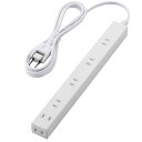 【ELECOM(エレコム)】ACアダプターが5つ挿せる スリム 電源タップ 6個口 2m 雷ガード ほこり防止シャッター スイングプラグ 白ホワイト T-NSL...