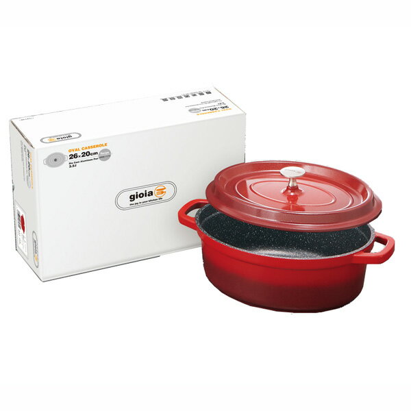 【万年】Gioia　オーバルキャセロール26x20cm　レッド [▲][MS]のサムネイル