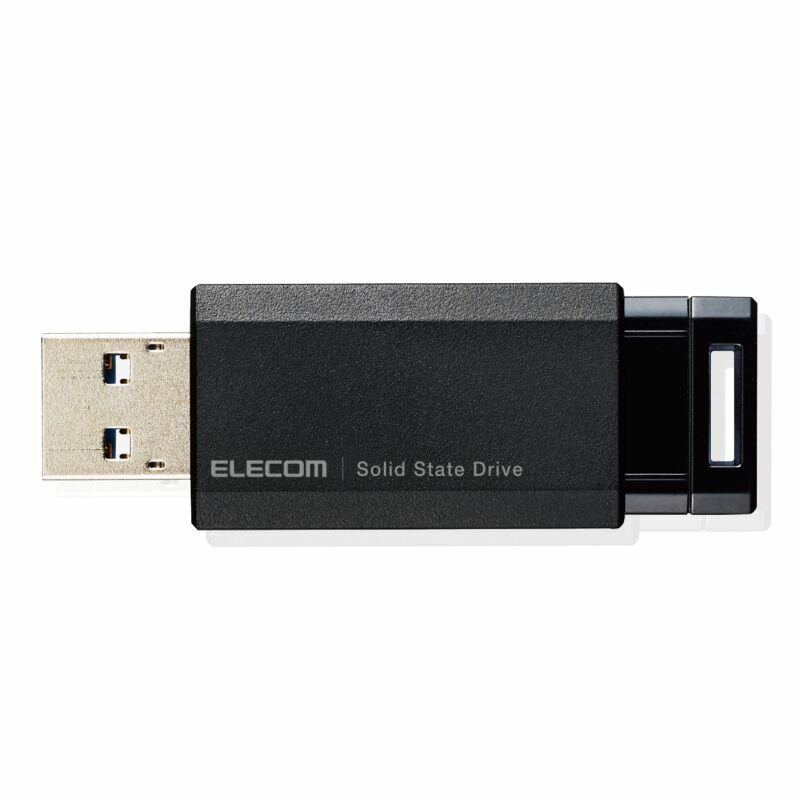 【ELECOM(エレコム)】SSD 外付け ポータブル 1TB 小型 ノック式 USB3.2(Gen1)対応 ブラック PS4 PS4Pro PS5[▲][EL]