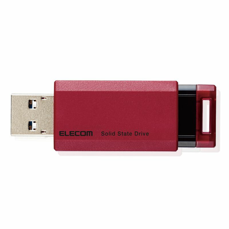 【ELECOM(エレコム)】SSD 外付け ポータブル 1TB 小型 ノック式 USB3.2(Gen1)対応 レッド PS4 PS4Pro PS5[▲][EL]