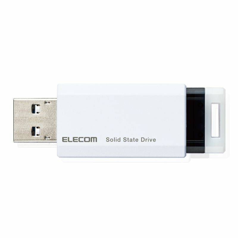 【ELECOM(エレコム)】SSD 外付け ポータブル 1TB 小型 ノック式 USB3.2(Gen1)対応 ホワイト PS4 PS4Pro PS5[▲][EL]