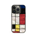 【ikins】天然貝ケース for iPhone 14 Pro Mondrian スマートフォン スマホ アイフォン14 プロ かわいい おしゃれ [▲…