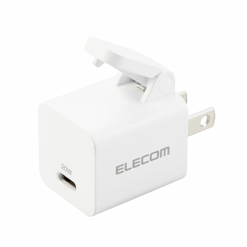 【ELECOM(エレコム)】USB Type-C 充電器 PD 対応 20W タイプC ×1 小型 軽量 ホワイト [▲][EL]
