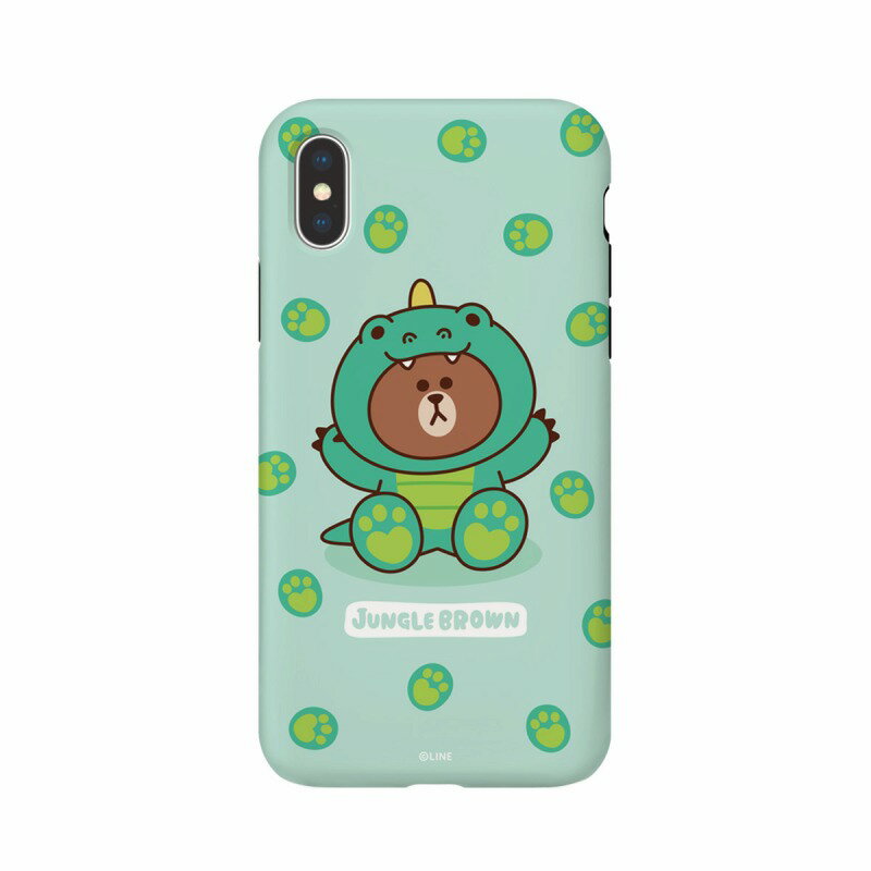 LINE FRIENDS iPhone XS / X ジャングルブラウン ザウルス(KCL-DDB001) 目安=△