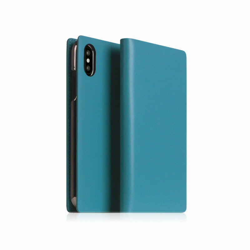【SLG Design（エスエルジーデザイン）】手帳型スマホケース iPhone XS Max Calf Skin Leather Diary ブルー スマートフォンケース スマホケース 手帳型ケース[▲][R]