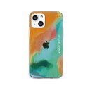 ソフトクリアケース for iPhone 13 mini Pastel color OrangeGreen おしゃれ スマホケース 背面カバー型 