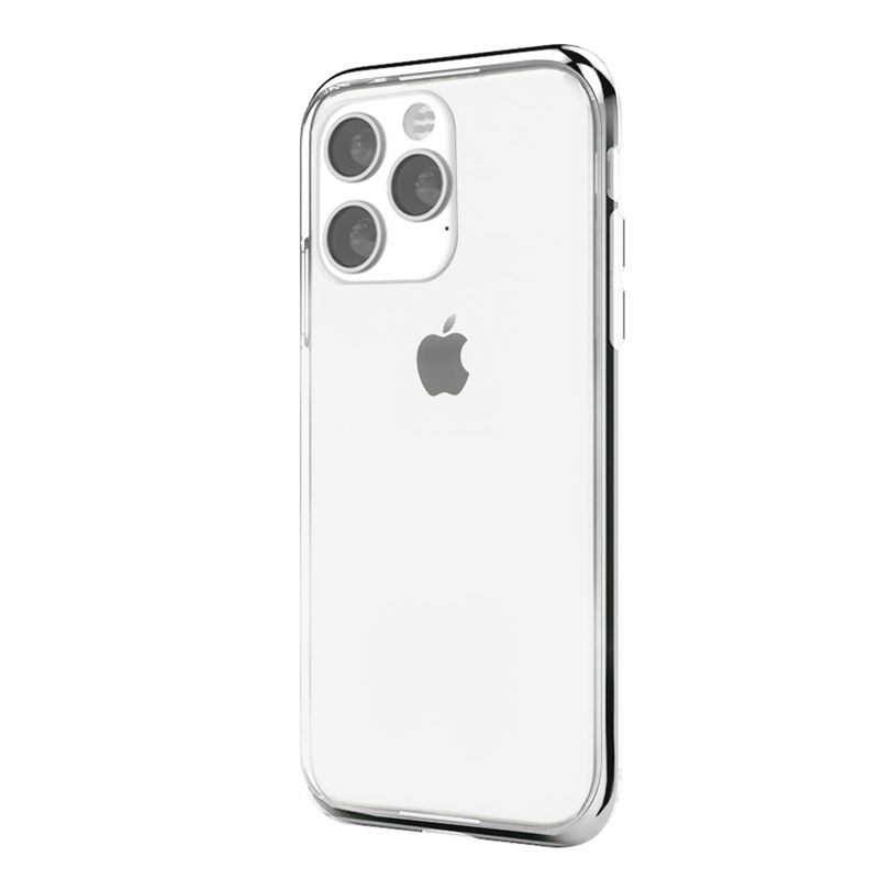 ymotomozINO LINE INFINITY CLEAR CASE for iPhone 13 Pro Chrome Silver Vo[  X}zP[X wʃJo[^ [][R]