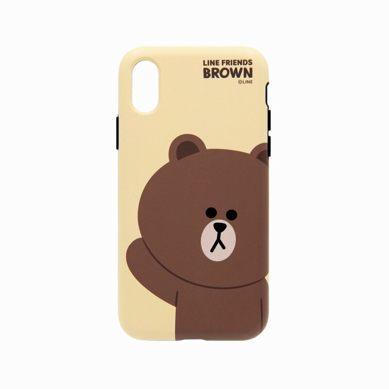 LINE FRIENDS iPhone XR用ケース DUAL GUARD ベーシック ブラウン KCL-DBA005 [KCLDBA005]