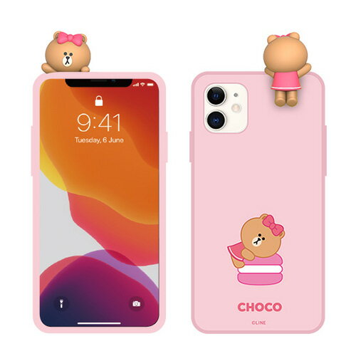 LINE FRIENDS iPhone 12 mini用 フィギュアカラーソフトケース（MACARON CHOCO） KCE-CSB030