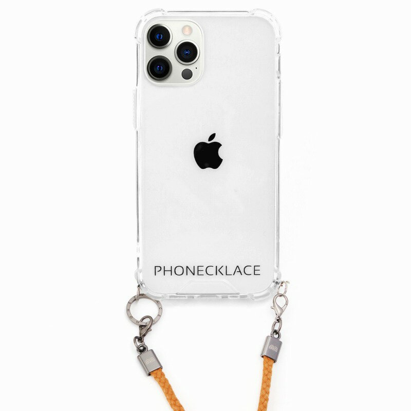 iPhone 12/12Pro ロープショルダーストラップ付きクリアケース マスタード スマホ ケース カバー[▲][R]