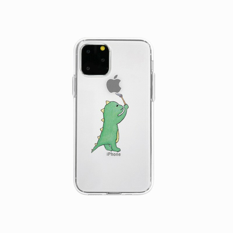 【Dparks（ディーパークス）】iPhone 11 Pro ソフトクリアケース お絵かきザウルス グリーン 背面カバー型 スマート…