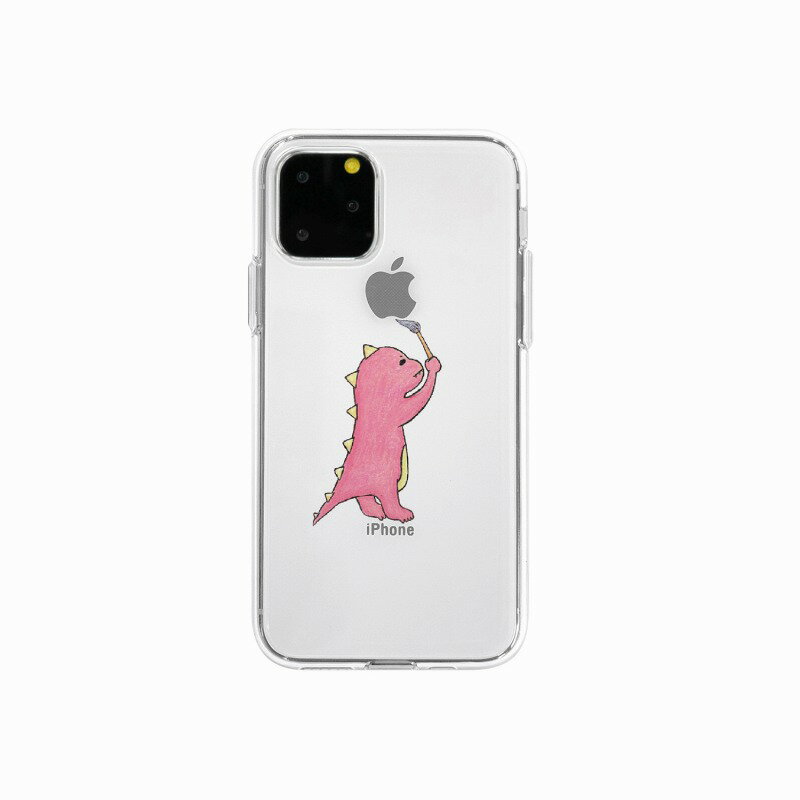 【Dparks（ディーパークス）】iPhone 11 Pro ソフトクリアケース お絵かきザウルス ピンク 背面カバー型 スマートフ…