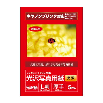 キヤノン対応 写真用紙　光沢写真用紙 光沢 0.29mm L判 5枚入り syasin【RCP】10P01Sep13