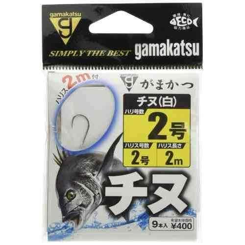 オーソドックスなデザインの万能鈎。多彩な魚種に対応し、磯釣りに適しています。 チヌ、マダイ、グレ、イサキなどに対応 信頼のブランド、Gamakatsu製 スペック 号数: 2 ハリス: 2 入数: 9 カラー: 白 全長: 2m