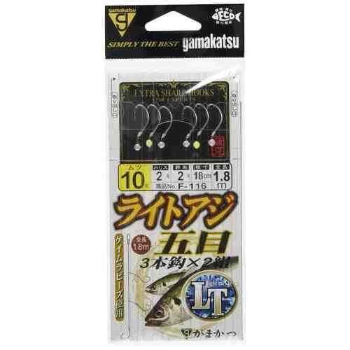ケイムラと夜光のソフトビーズを交互に配置 品名コード: F116 号数: 10 ハリス: 2 幹糸: 2 入数: 2