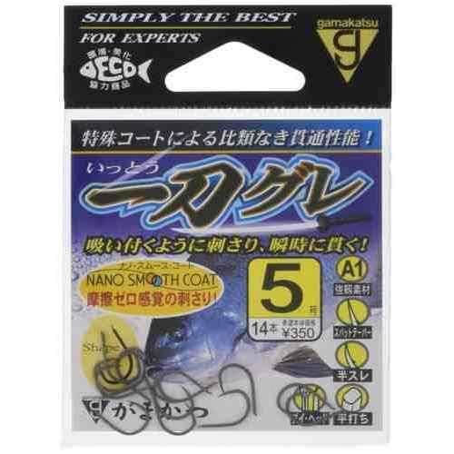 刺さり込み性能を追求した高性能鈎。 超鋭利鈎先による高い貫通性能 低摩擦表面処理「ナノスムースコート」を採用 軽いアワセで確実に魚を捉える設計 強風や複雑な潮流でも安定した鈎掛かりを実現 高硬度・高強度素材「A1」を使用 鋭利な鈎先でも鈍りにくい しっかりとした線径による優れたフトコロ強度 スペック 号数: 5 入数: 14本 メーカー品番: 68-569