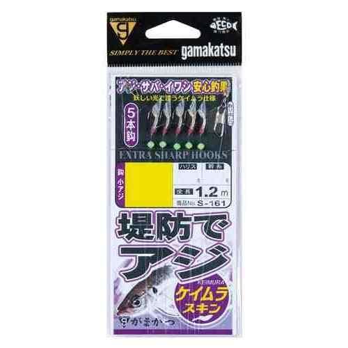 生物感あふれる「ケイムラスキン」を使用した釣具。幅広いラインナップで全国の釣り場に対応。 号数: 8号 ハリス: 2 幹糸: 4 枝寸A: 5cm 間隔B: 20cm 全長C: 120cm 使用鈎: 小アジ（金）5本（1組入） カラー: ゴールド系 メーカー品番: 42564-8-2