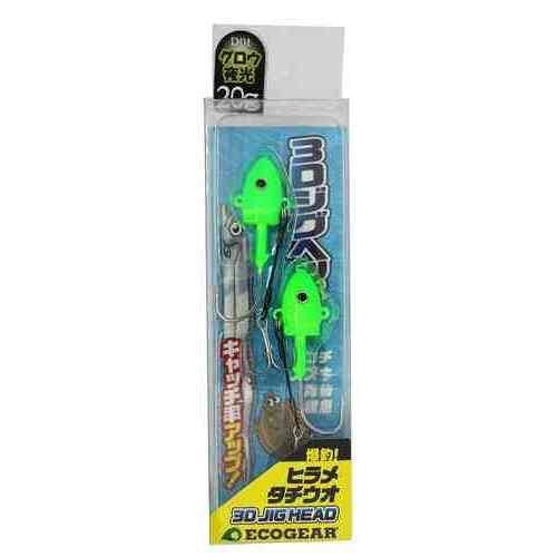 ECOGEAR エコギア 3Dジグヘッド20g・2ケ入りD01 グロウ(夜光)