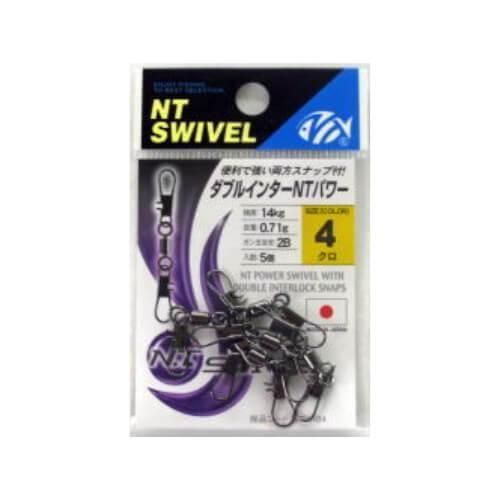 NTスイベルスイベル ダブルインターロックスナップ付パワー(クロ) 4 ◆ 100個入り