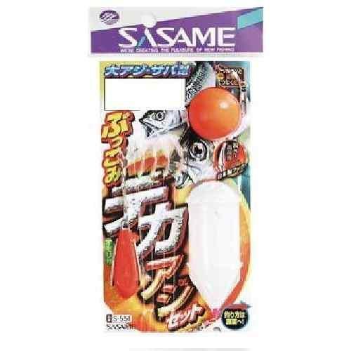大アジやサバを狙うための釣具セット。太ハリスと大きめの鈎を使用しており、底に沈めて置き竿でヒラメも狙えます。 全長: 1.3m 鈎号数: 10号 ハリス号数: 5号 モトス: 7号 オモリ: 10 セット組数: 1組 一組鈎数: 4本 使用鈎、パーツ: 新アジ（金）（白）、夜光留、フロート玉、ロケットカゴ、ピンク蛍光ビーズ カラー: ベージュ系