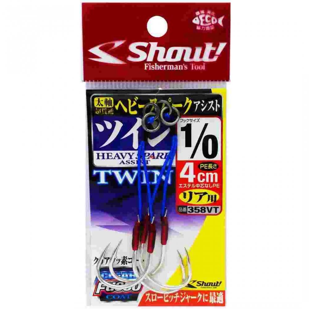 高強度の太軸フックを使用したリア用ツインアシスト。しなやかなPEラインとクリアフッ素コートにより、優れた貫通力を実現。 クリアフッ素コートフック しなやかなPEライン 超貫通クリアフッ素加工ヘビースパークフック 中芯無しのソフトタイプ マグロ、カンパチ、ヒラマサ、ブリなどのパワーファイターに対応 様々なジグ、状況に対応する3タイプ（2cm、3cm、4cm） 3フックサイズをラインナップ スペック サイズ: 1/0 PE長さ: 4cm カラー: ブラック系