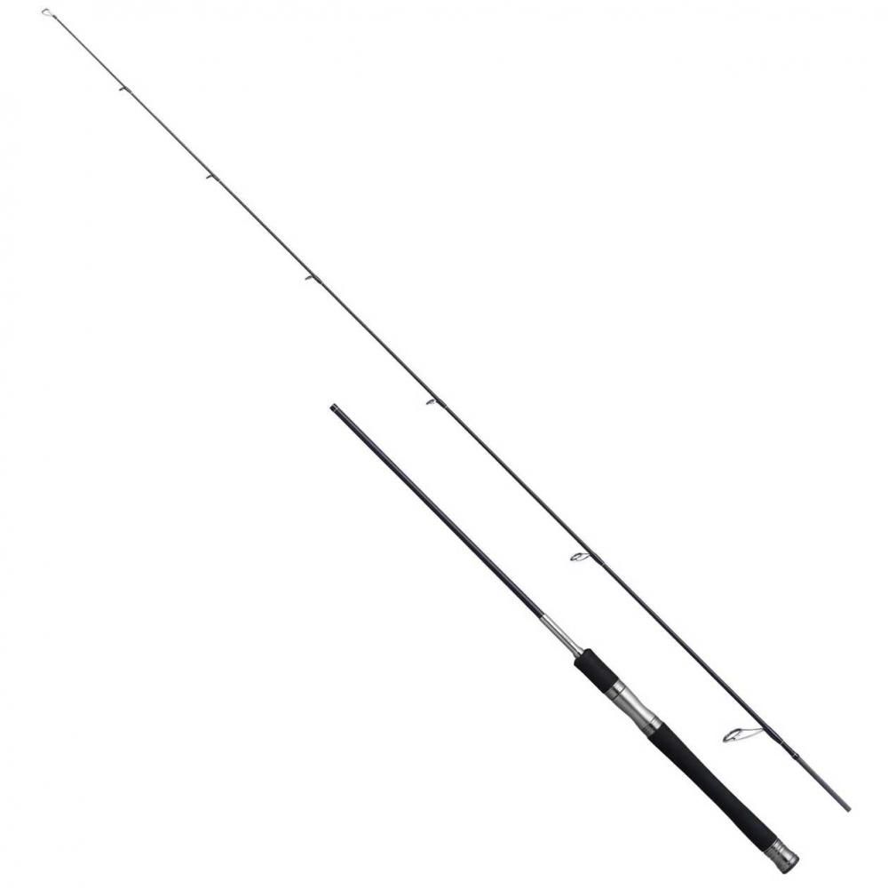 気品あふれるデザインと優れた操作性を兼ね備えた釣具。 全長: 6フィート6インチ（1.98m） 継ぎ方式: 並継 テーパー: R 継数: 2本 仕舞寸法: 130cm 自重: 135g 先径: 1.7mm ルアーウェイト: 4－15g ジグウェイト: 最大80g 適合ライン（ナイロン）: 5－12lb 適合ライン（PE）: 最大1.2号 グリップ長: 224mm グリップタイプ: ストレート リールシート位置: 236mm カーボン含有率: 97% 付属機能 エクステンショングリップ: グリップレングスを150mm延長可能