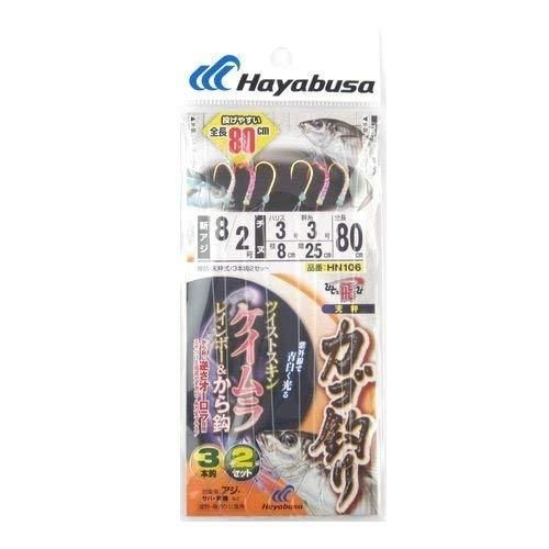 堤防釣りに適した仕掛け。逆さ向きのオーロラ糸が特徴で、エサとの同化を図りながら独自の反射光で魚を引き寄せます。 鈎サイズ: 8/2 ハリス号数: 3 幹糸号数: 3 仕掛けタイプ: 堤防・天秤式 全長: 80cm 入り数: 3本鈎2セット 鈎種・色: 新アジ・金×赤 対応魚種: 堤防アジ、サバ、ワカシ、ツバス、イナダ、ハマチ、イサキ カラー: ゴールド系