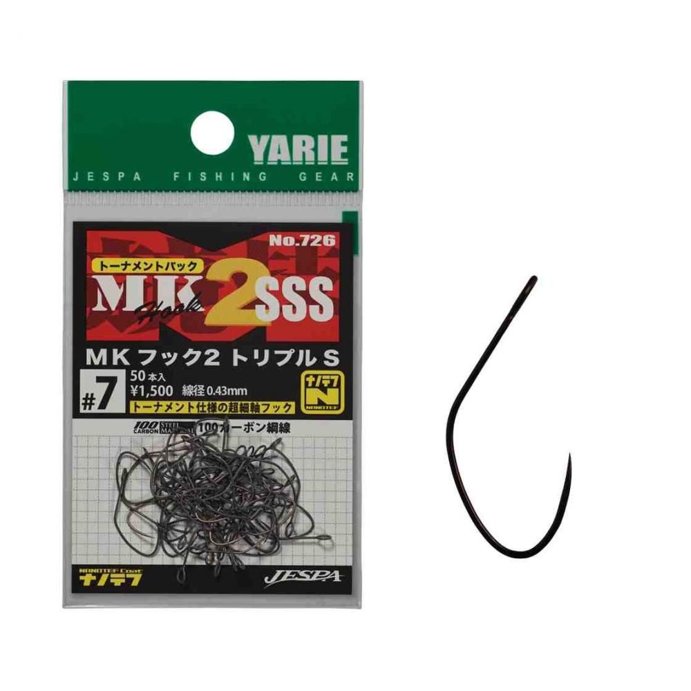 YARIE ヤリエ 726 MKフック2SSS 7号 ナノテフ 1500円パック (エムケーフック2トリ...