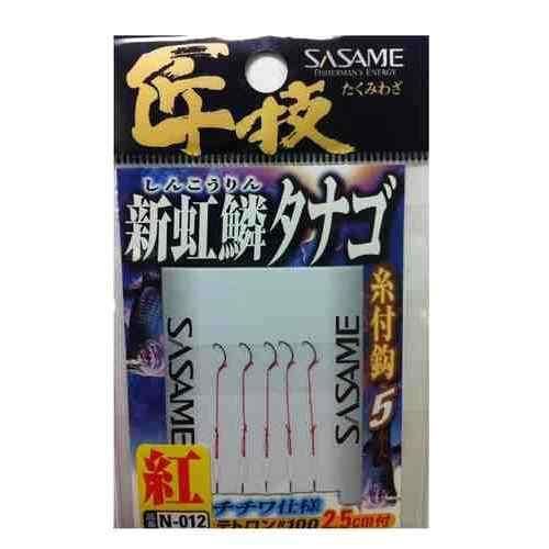紅虹鱗タナゴ用の釣具。テトロン素材を使用し、自然な喰いを実現。 ハリス: ＃100 テトロン: ＃100 チチワ仕様 5本入り スペック 本体サイズ: 64mm × 100mm カラー: ブラック系