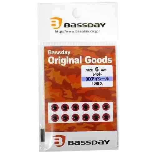 BASSDAY バスデイ 3Dアイシール 6mm レッド