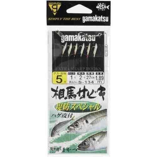 相馬サビキ堤防スペシャルは、堤防釣りに特化したサビキ仕掛けです。 使用鈎: チカ(白) 金袖(金) 6本(1組入) 号数: 5 ハリス: 1 幹糸: 2 カラー: 金・白 入数: 1 スペック 品名コード: S134