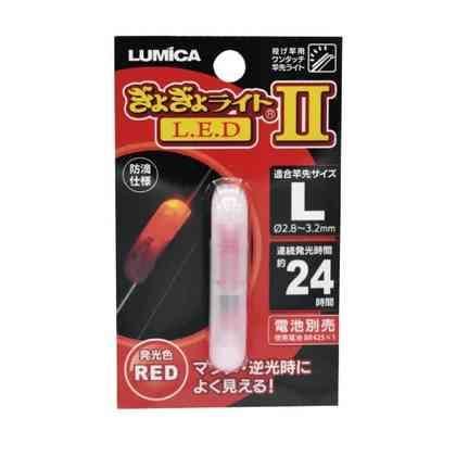 防滴性が向上したLED竿先ライト。新しいカラーが追加され、使い分けが可能。 ワンタッチで取り付け可能な防滴仕様 連続発光時間: グリーン／レッド 約24時間 連続発光時間: ピンク／ホワイト 約48時間 スペック サイズ: L（竿先径直径2.8～3.2mm） 使用電池: BR425×1本（電池別売） カラー: レッド メーカー品番: A05414