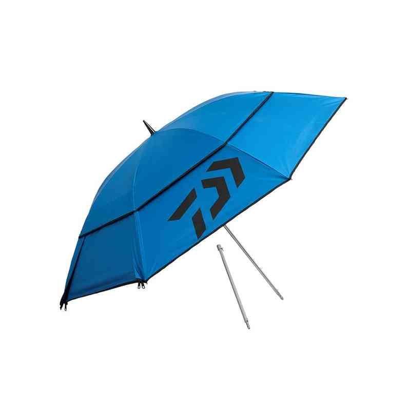 快適な釣りをサポートする新サイズのパラソル。 傘直径：約160cm 親骨：約90cm 日光と雨から体と荷物を守る設計 竿出し開閉パネル採用で振り込みや取り込みがスムーズ 二枚張りによるベンチレーション構造で内側に風が抜けやすい 熱を溜めにくい設計 ポリエステル生地使用 遮光率・UVカット率99％以上 スペック サイズ: 約160cm（傘直径） 親骨: 約90cm カラー: ブルー